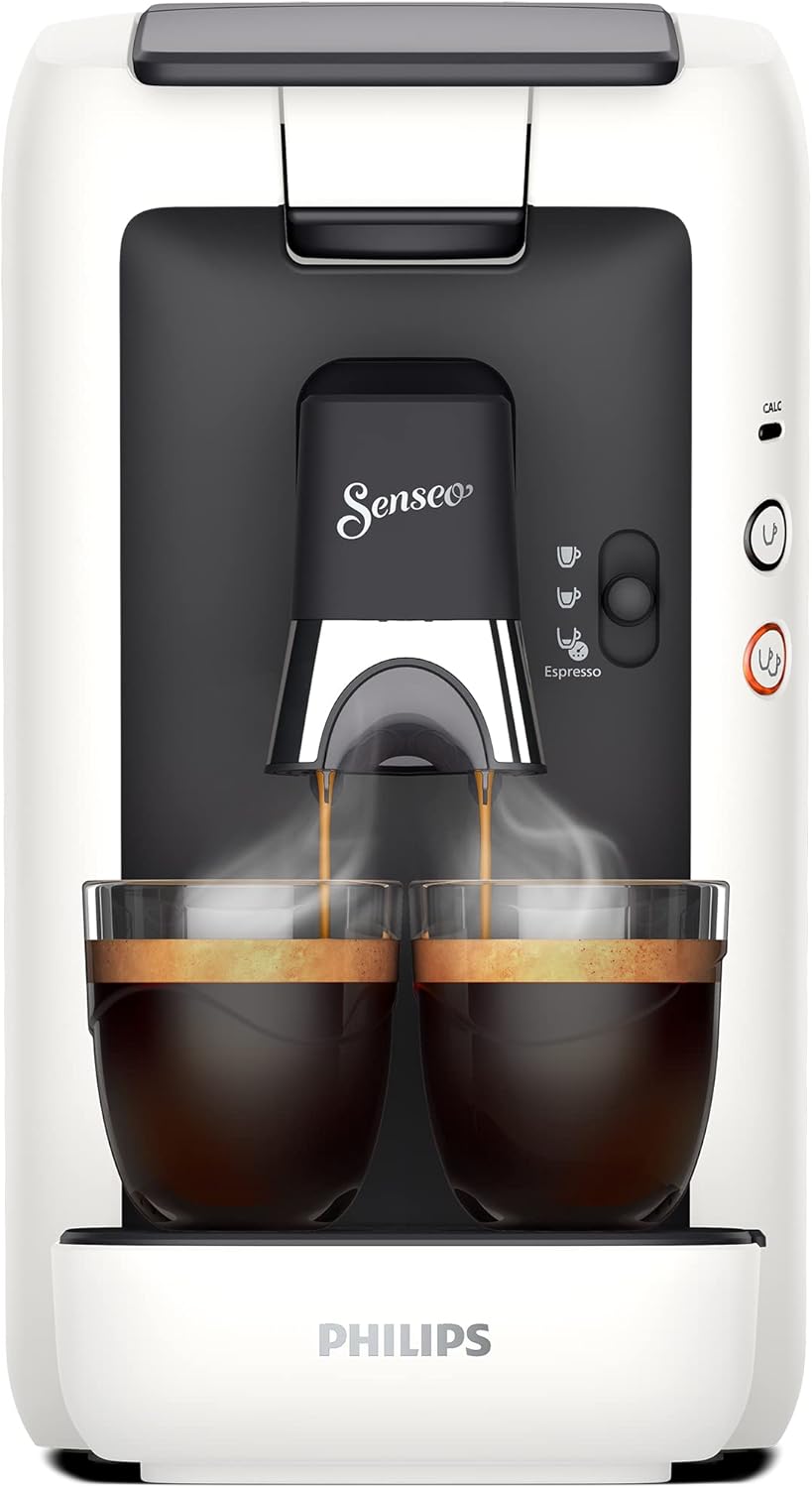 Phillips CSA260/10 Senseo Maestro Pod Coffee Machine, 1.2 Liter Water Tank, Coffee Strength Selection and Memo Function, Green Product, Colour: White
