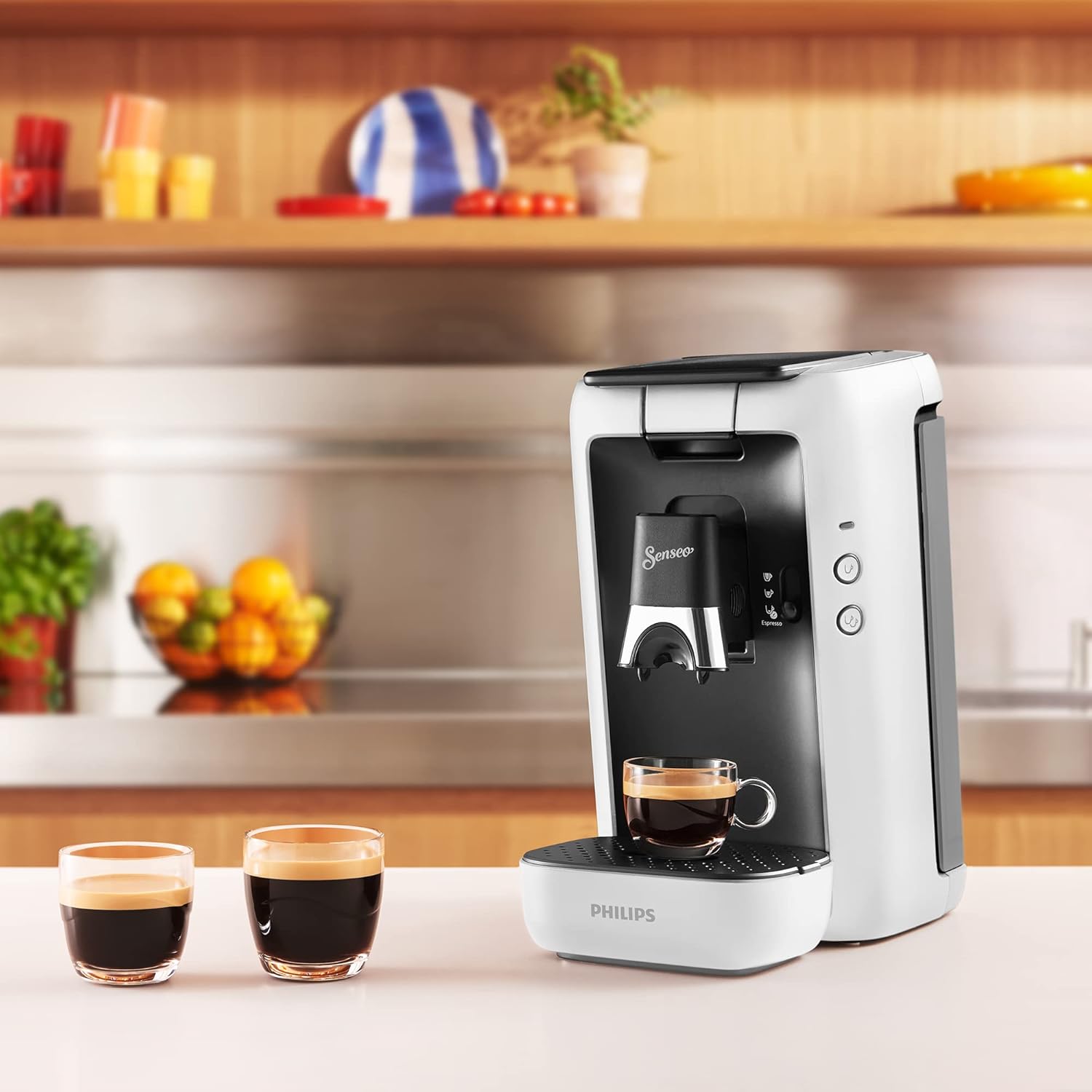 Phillips CSA260/10 Senseo Maestro Pod Coffee Machine, 1.2 Liter Water Tank, Coffee Strength Selection and Memo Function, Green Product, Colour: White